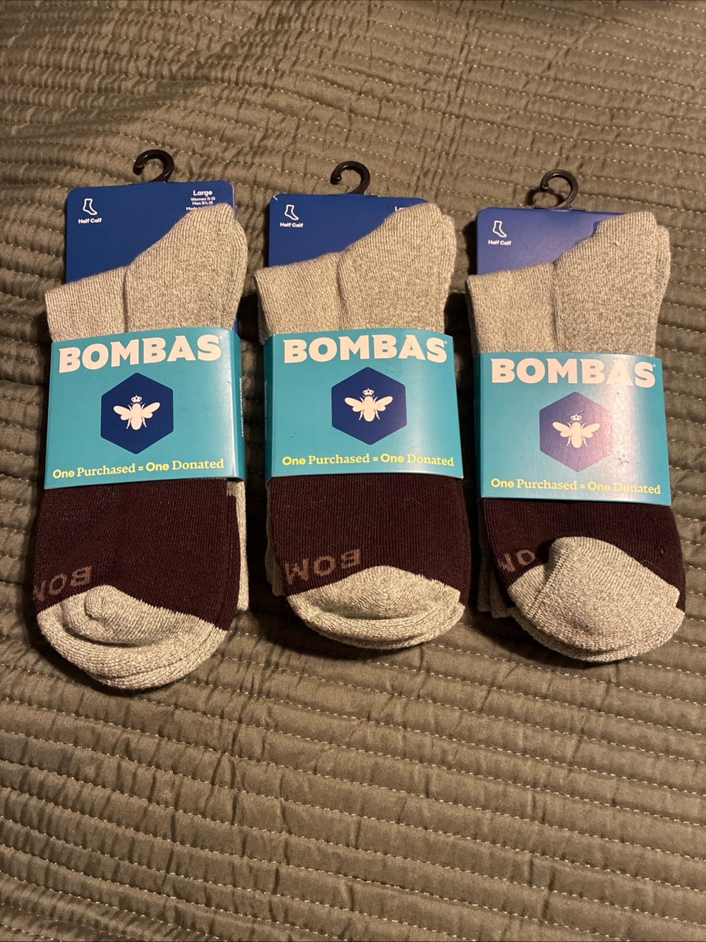 Bombas half calf socks lot of 3 size large